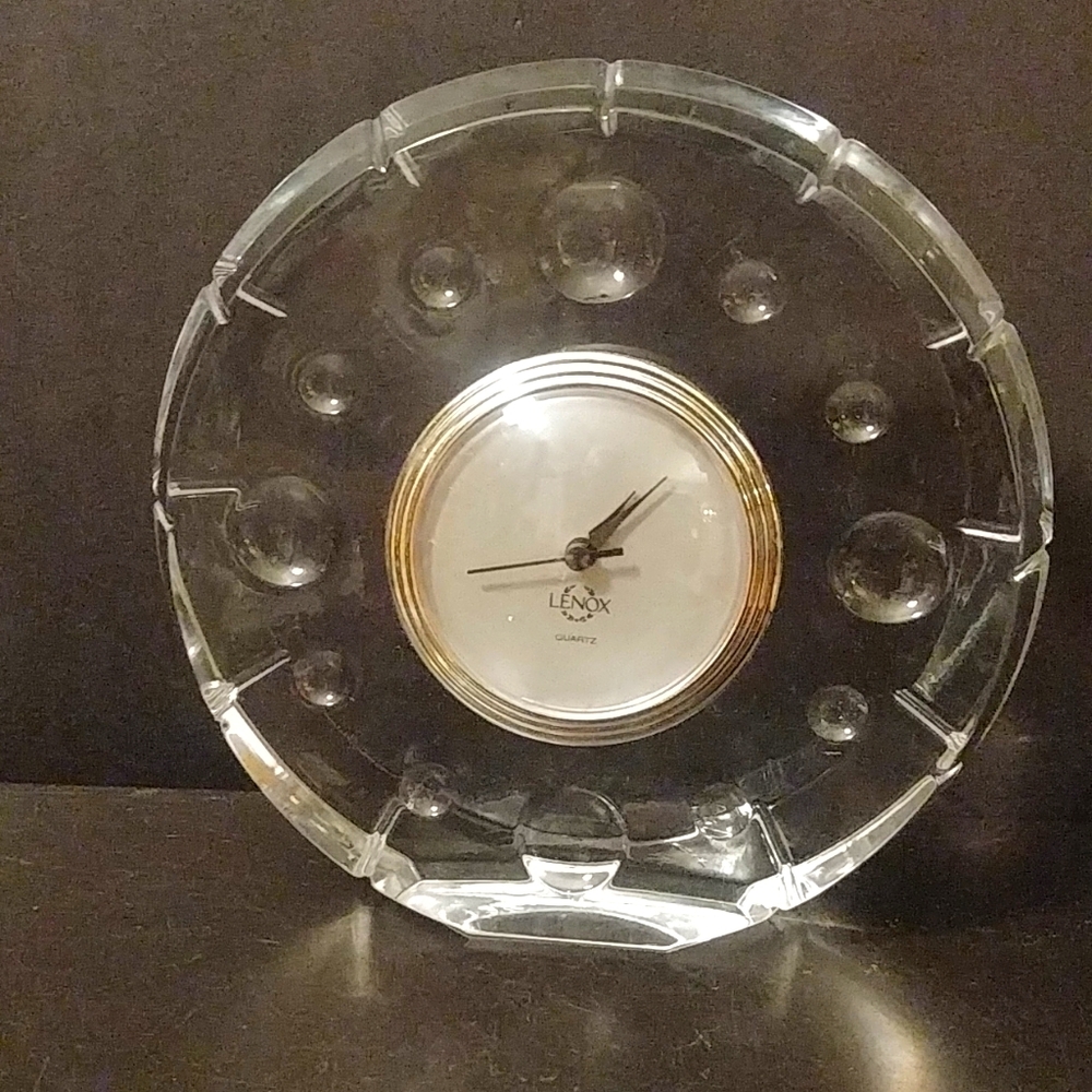 Lenox Ovations Moonlight Round Crystal Desk Clock